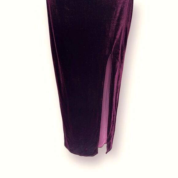 Y2K Whimsigoth Velvet Maxi Dress Size S Burgundy Prom Bling Vamp Fairy Romantic - Picture 5 of 13